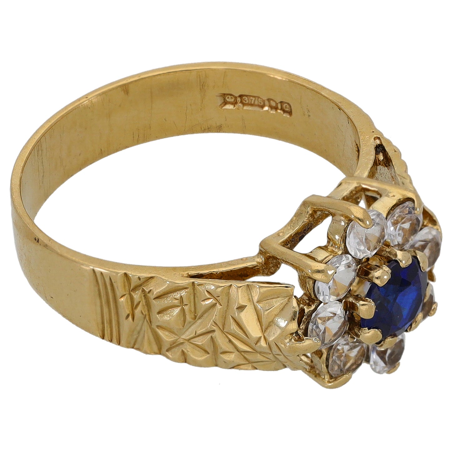 9ct Gold Imitation Gems Cluster Ring Size M