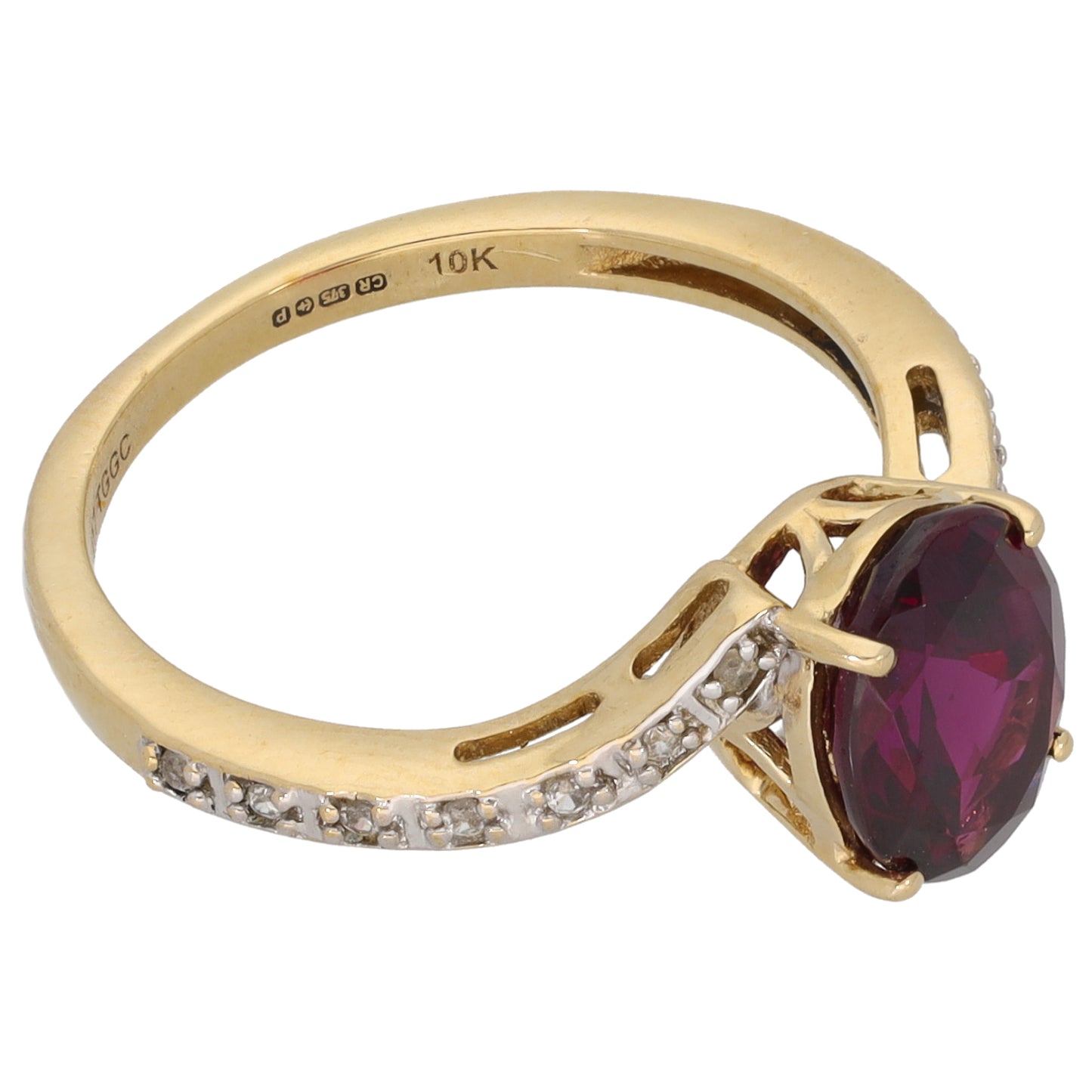 9ct Gold Garnet & White Topaz Dress/Cocktail Ring Size N