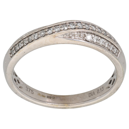 9ct White Gold 0.13ct Diamond Half Eternity Ring Size L