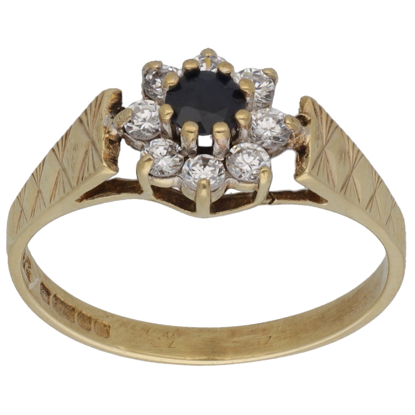 9ct Gold Sapphire & Imitation Gems Dress/Cocktail Ring Size M