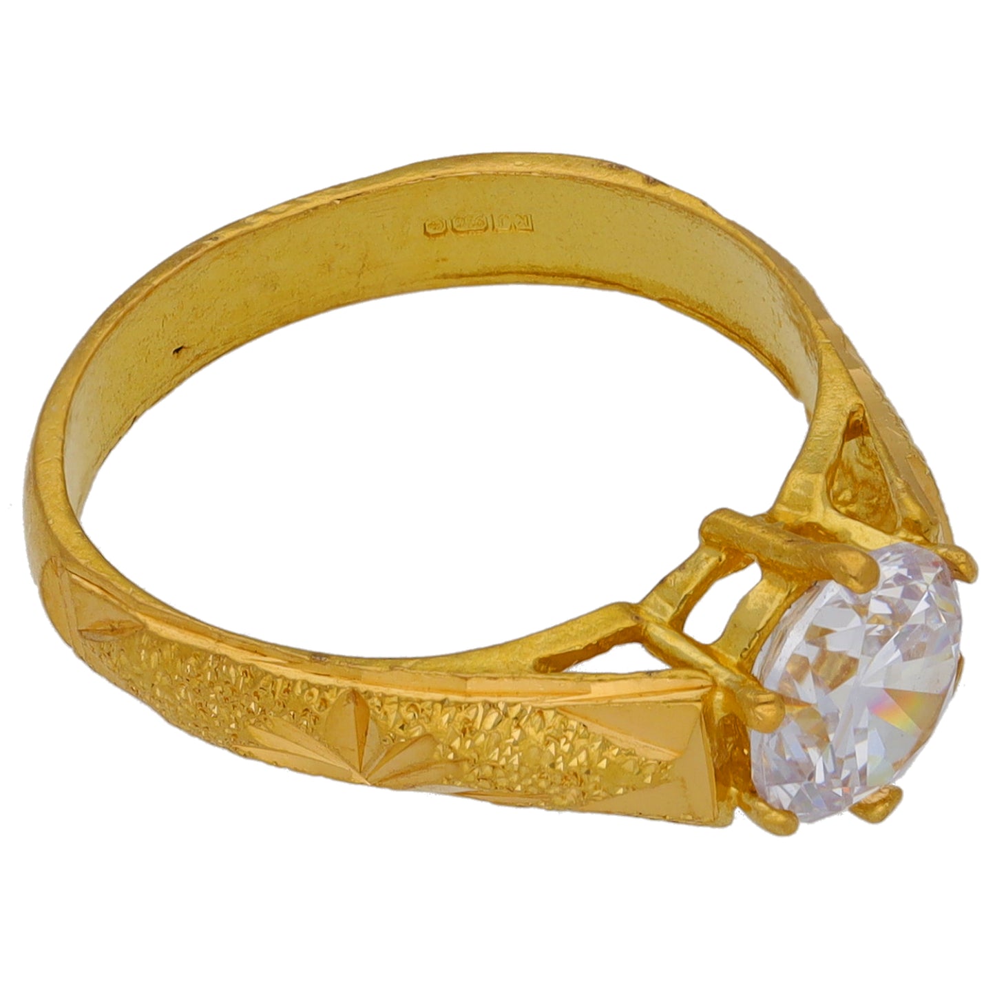 22ct Gold Cubic Zirconia Single Stone Ring Size K