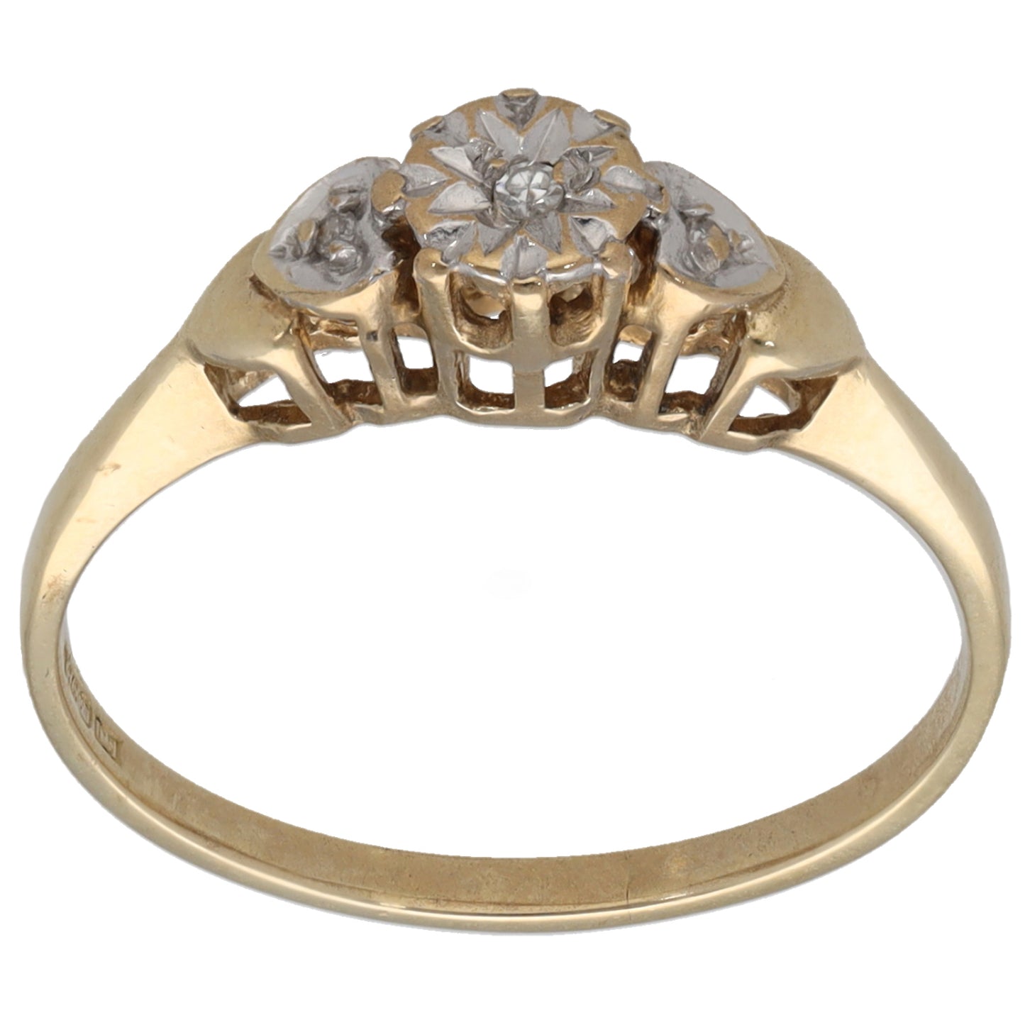 9ct Gold 0.015ct Diamond Trilogy Ring Size N