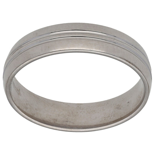 9ct White Gold Plain Wedding Ring Size S
