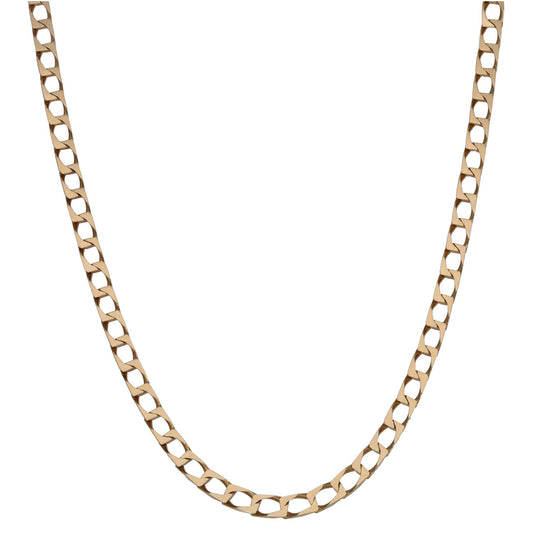 9ct gold curb chain necklace, flat chunky link design