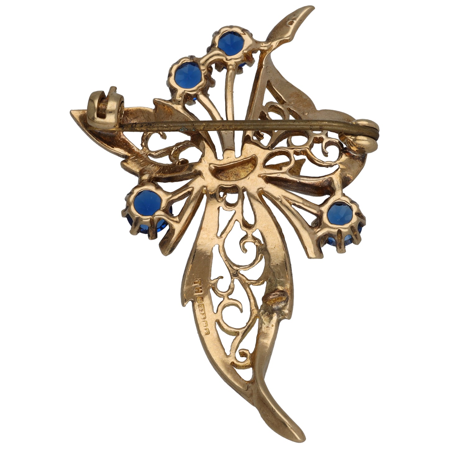 9ct Gold Imitation Gems Pin Brooch