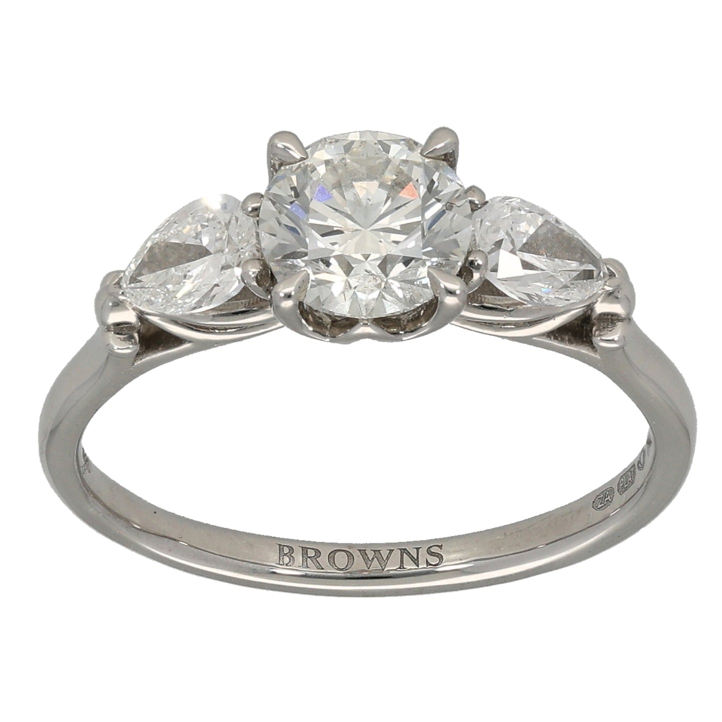 Platinum 1.40ct Diamond Trilogy Ring Size O