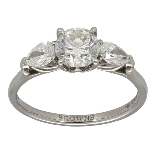Platinum 1.40ct Diamond Trilogy Ring Size O