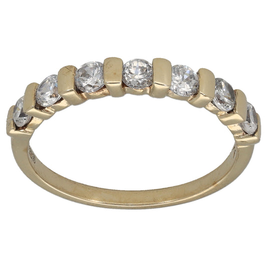 9ct Gold Cubic Zirconia Half Eternity Ring Size Q