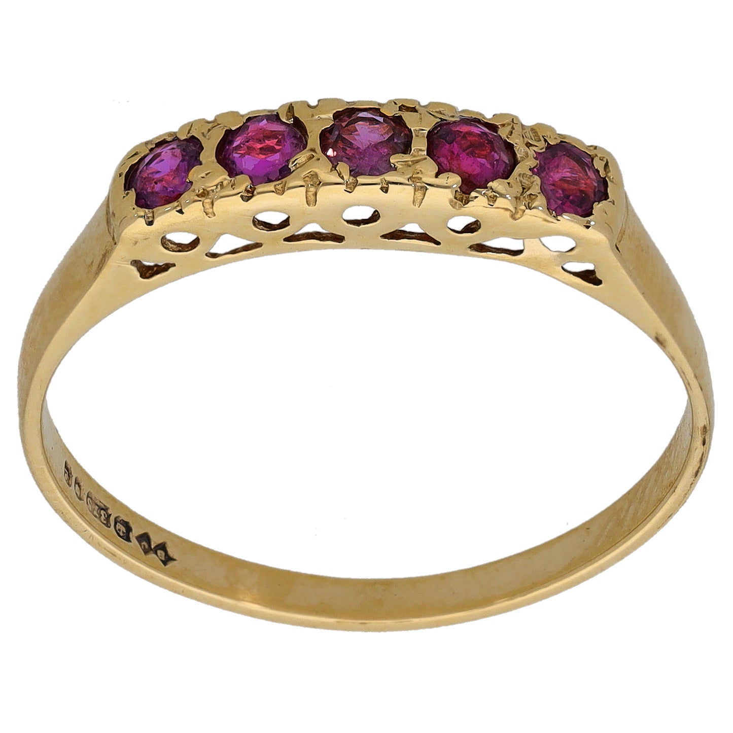 9ct Gold Ruby Half Eternity Ring Size Q