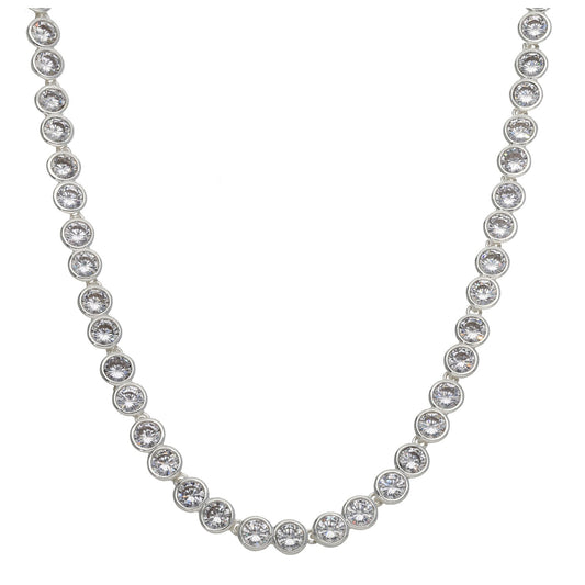 Sterling Silver Cubic Zirconia Fancy Necklace 16"