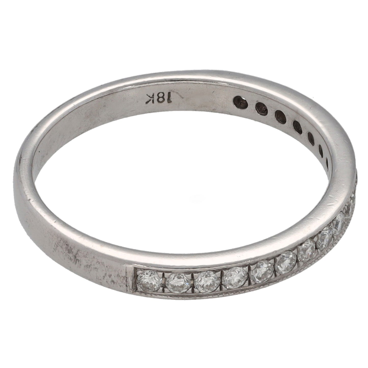 18ct White Gold 0.19ct Diamond Half Eternity Ring Size L