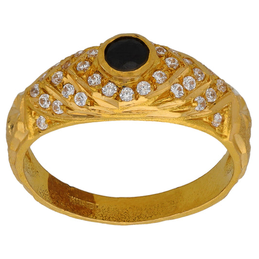 22ct Gold Imitation Gems Single Stone Ring With Accents Size O