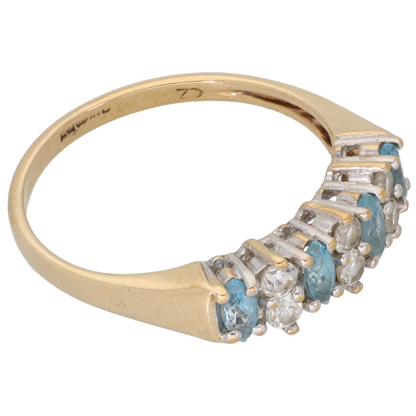 9ct Gold Topaz & Cubic Zirconia Half Eternity Ring Size K