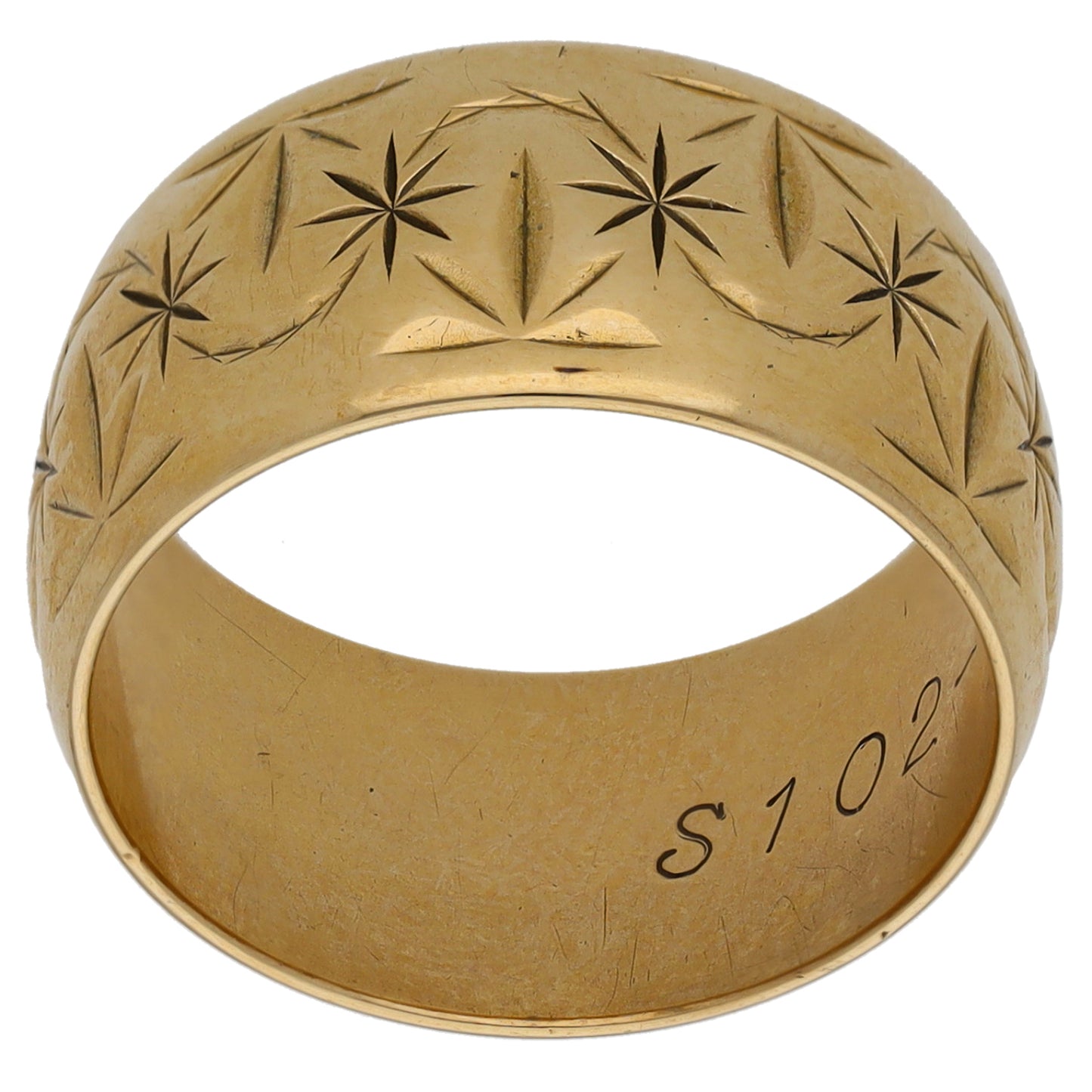 9ct Gold Patterned Wedding Ring Size O