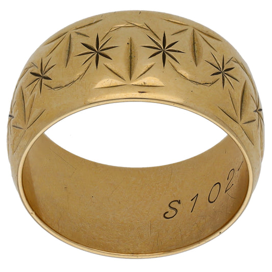 9ct Gold Patterned Wedding Ring Size O