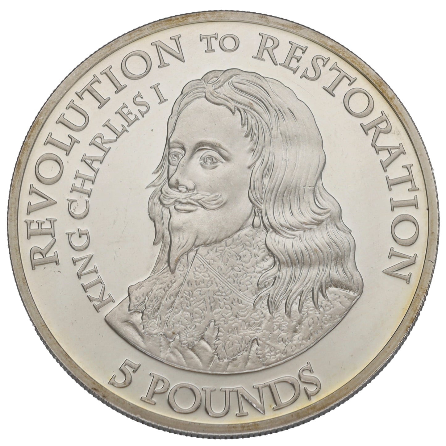 Sterling Silver Revolution To Restoration King Charles I 5 Pounds Coin 2010