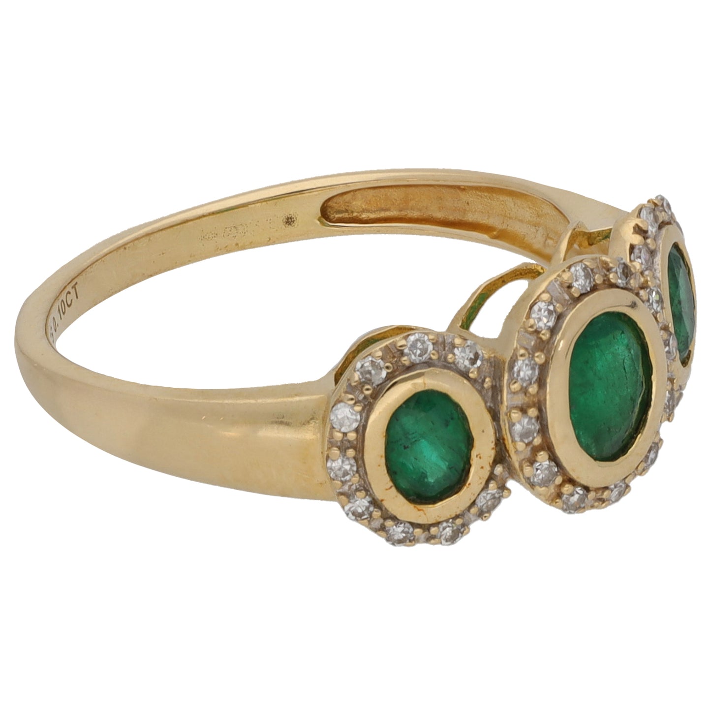 9ct Gold Emerald & 0.15ct Diamond Dress/Cocktail Ring Size K