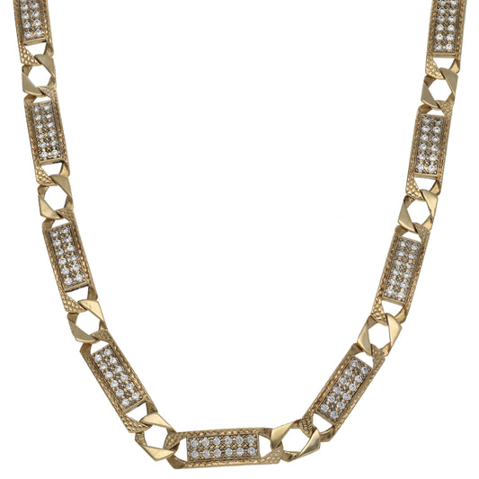 9ct Gold Cubic Zirconia Curb Chain 16"