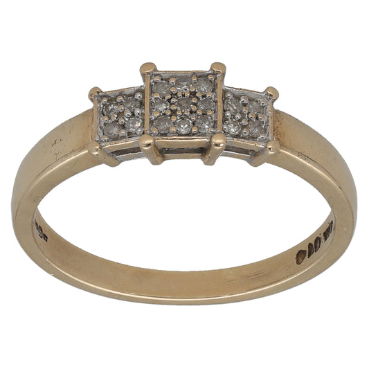 9ct Gold 0.10ct Diamond Cluster Ring Size O