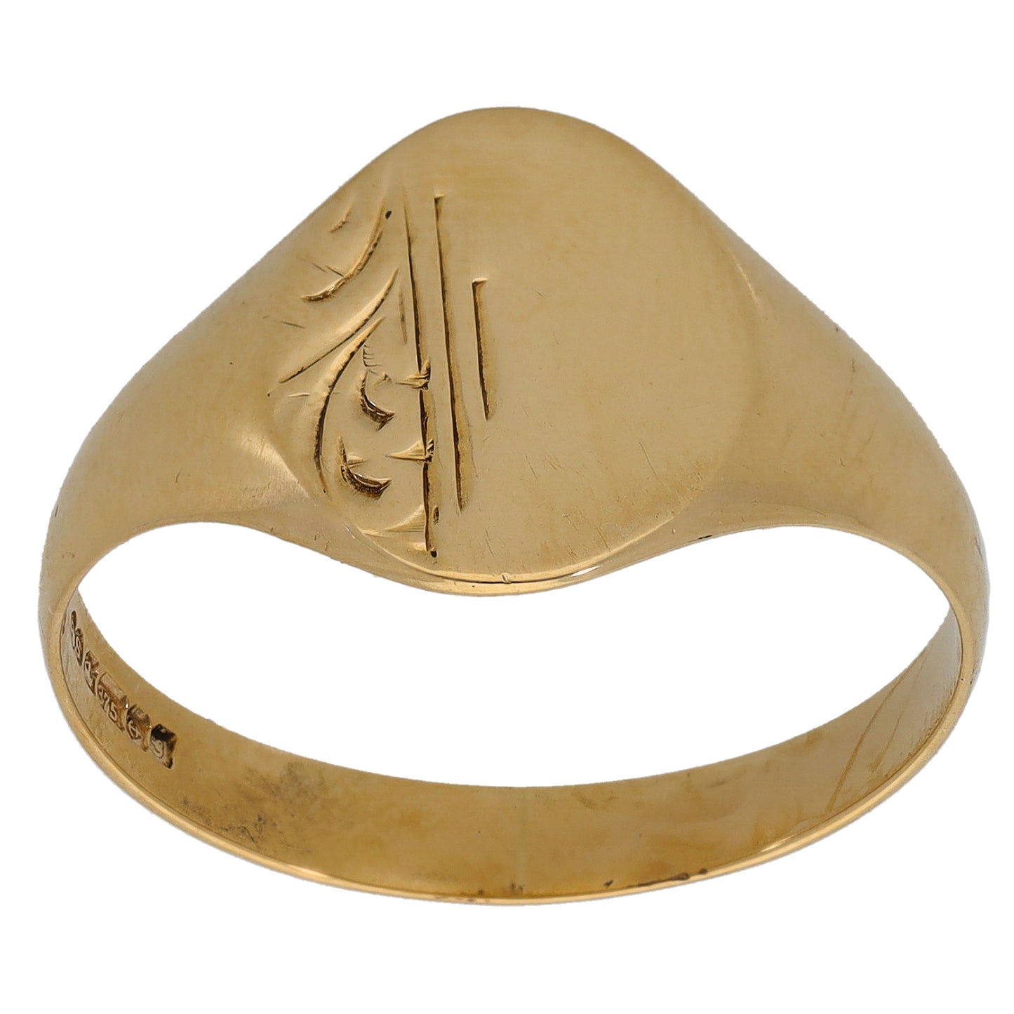 9ct Gold Patterned Signet Ring Size Y