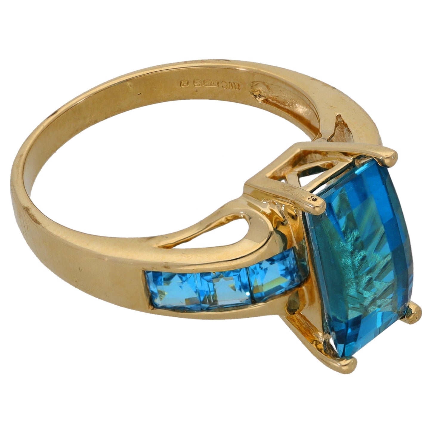 9ct Gold Topaz Single Stone Ring With Accents Size Q