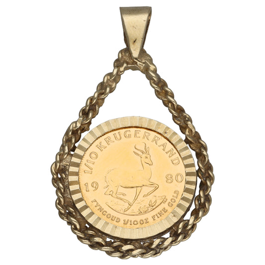 9ct Gold 1/10 OZ Krugerrand Coin Pendant