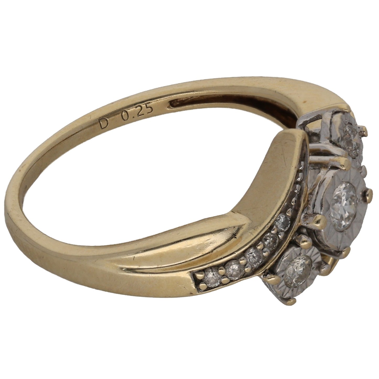 9ct Gold 0.25ct Diamond Dress/Cocktail Ring Size N