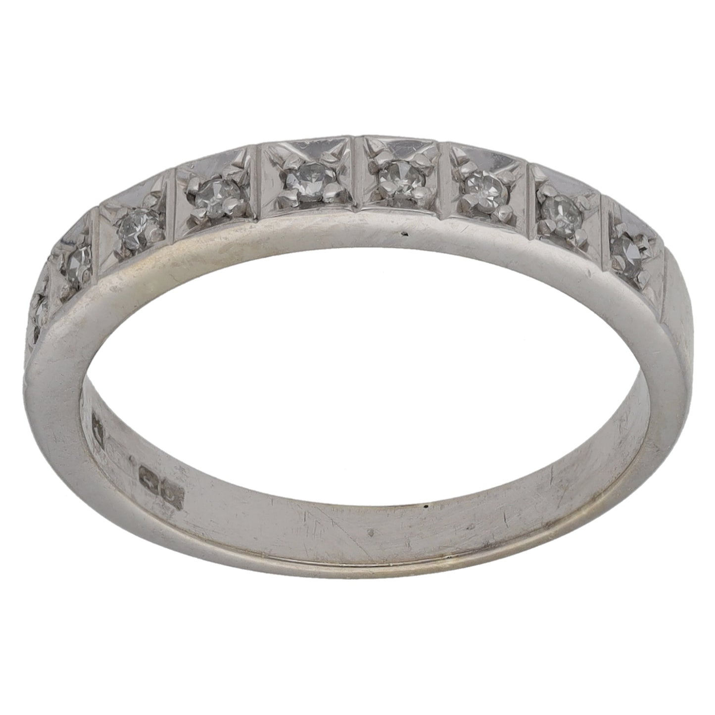 9ct White Gold 0.09ct Diamond Half Eternity Ring Size M