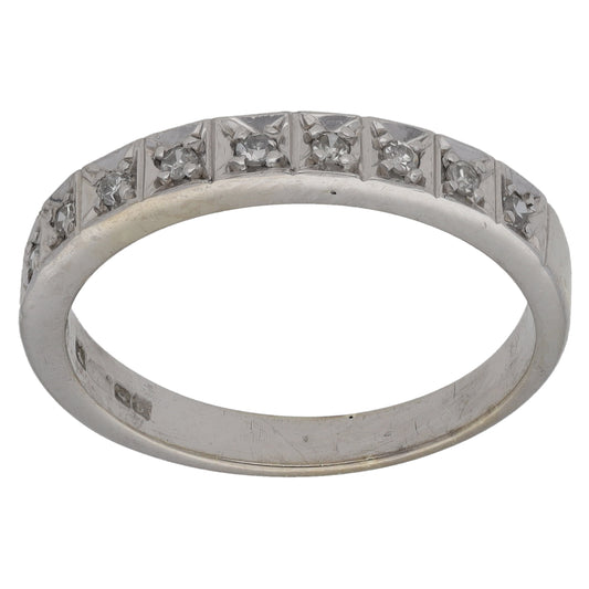 9ct White Gold 0.09ct Diamond Half Eternity Ring Size M
