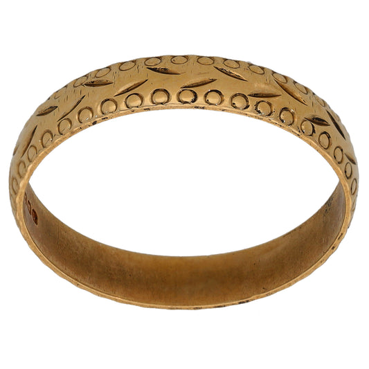 9ct Gold Patterned Wedding Ring Size S