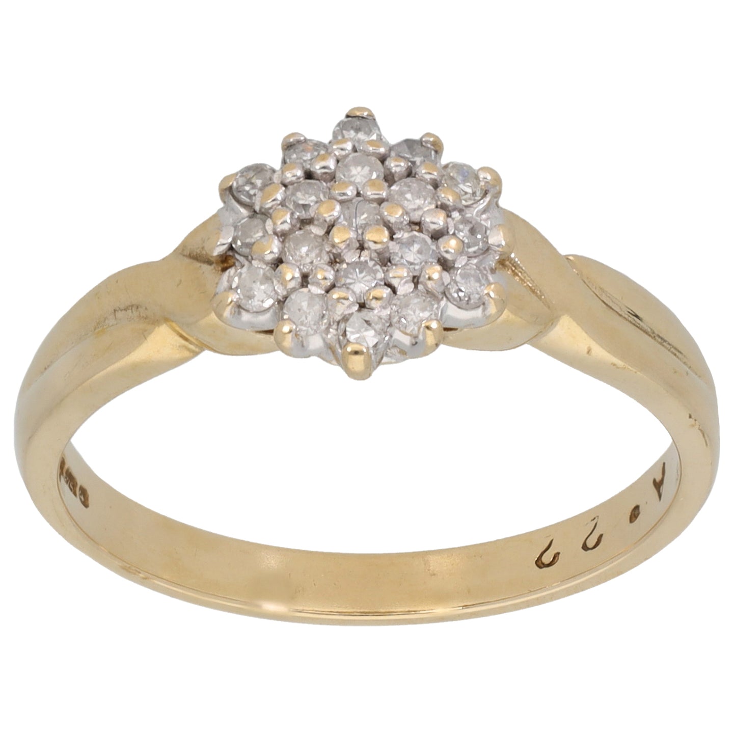 9ct Gold 0.22ct Diamond Cluster Ring Size P