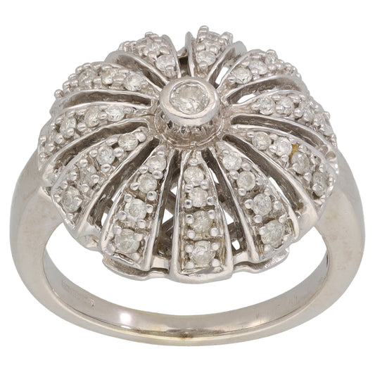 9ct White Gold 0.60ct Diamond Dress/Cocktail Ring Size N