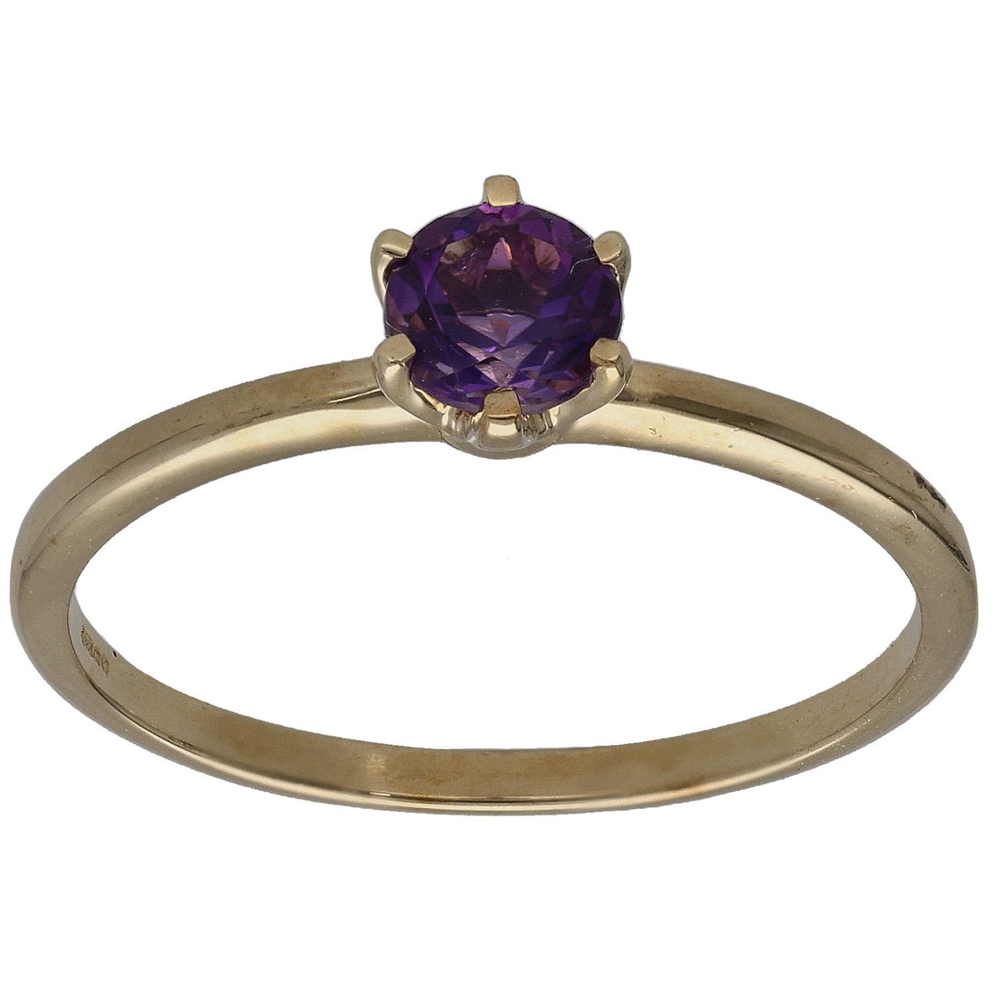 9ct Gold Amethyst Single Stone Ring Size Q