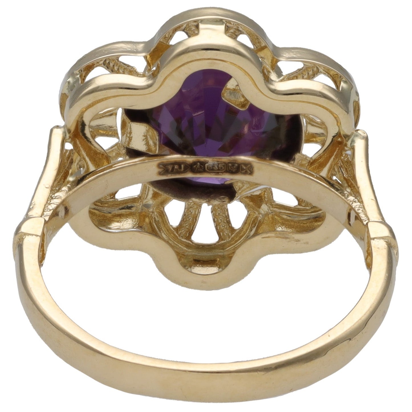 New 14ct Gold Purple Stone Flower Ring
