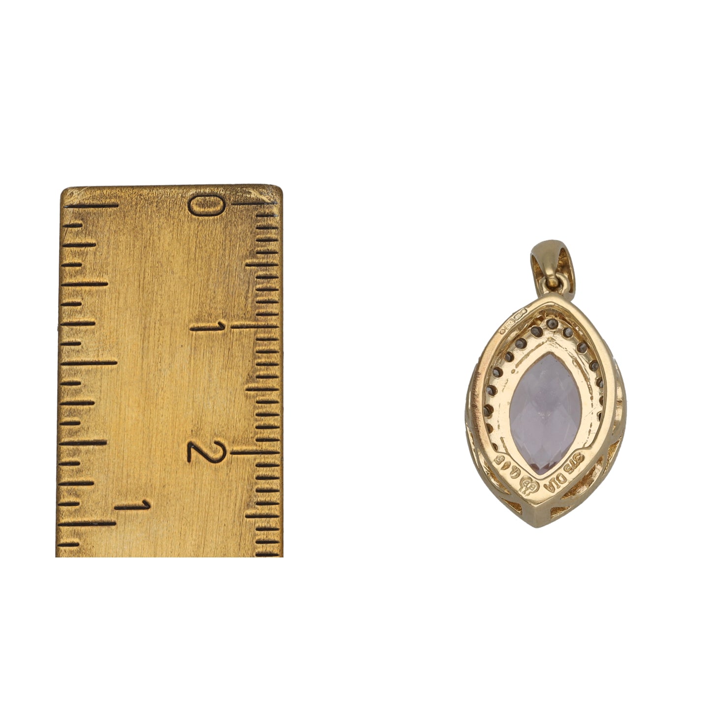 9ct Gold Quartz & 0.24ct Diamond Dress/Cocktail Pendant