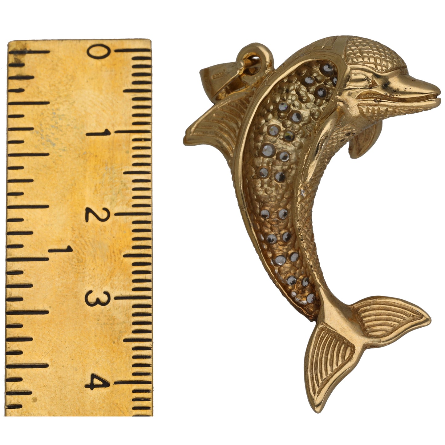 9ct Gold Imitation & Cubic Zirconia Dolphin Pendant