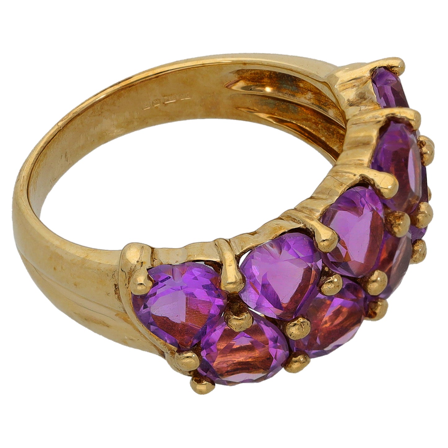 9ct Gold Amethyst Half Eternity Ring Size N
