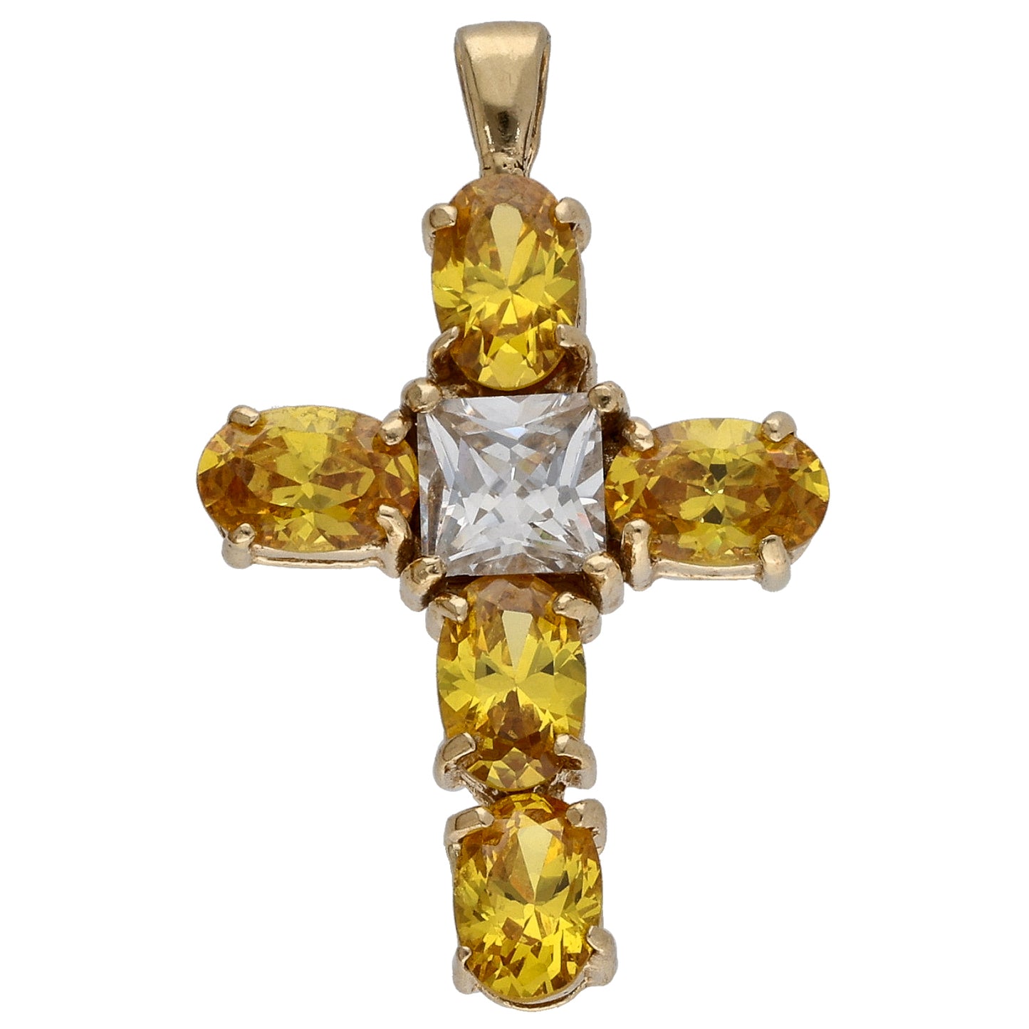9ct Gold Cubic Zirconia Cross Pendant