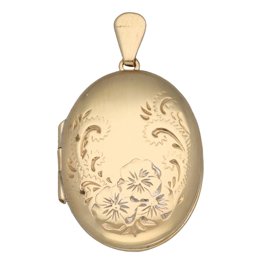 9ct Gold Patterned Locket Pendant