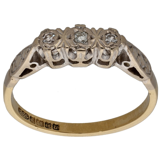 18ct Gold 0.06ct Diamond Trilogy Ring Size N