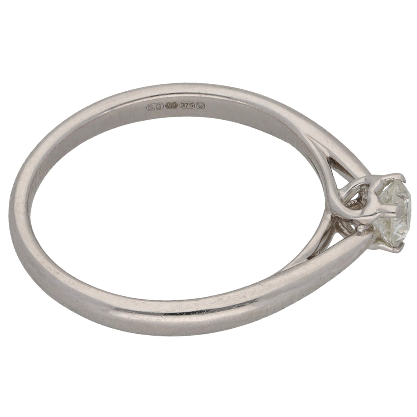 9ct White Gold 0.25ct Diamond Solitaire Ring Size N