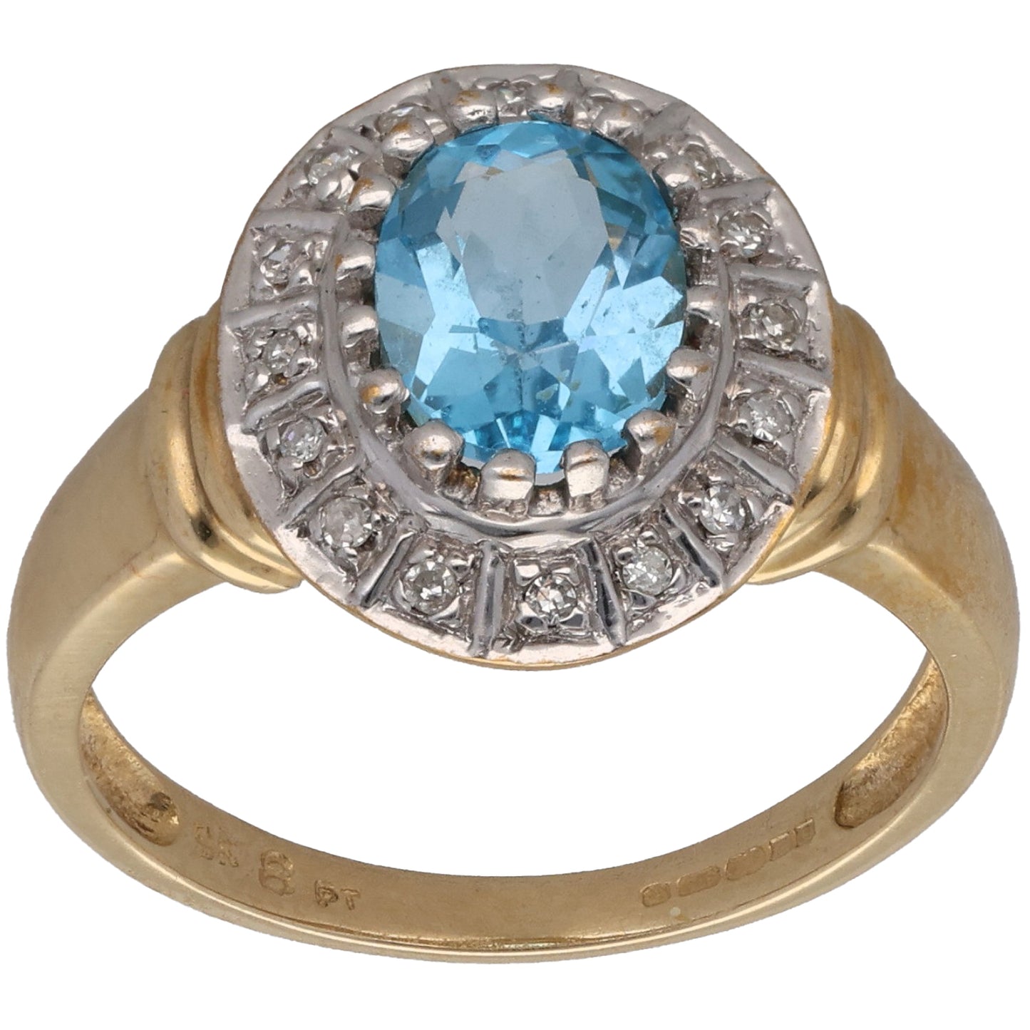 9ct Gold opaz & 0.08ct Diamond Dress/Cocktail Ring Size N