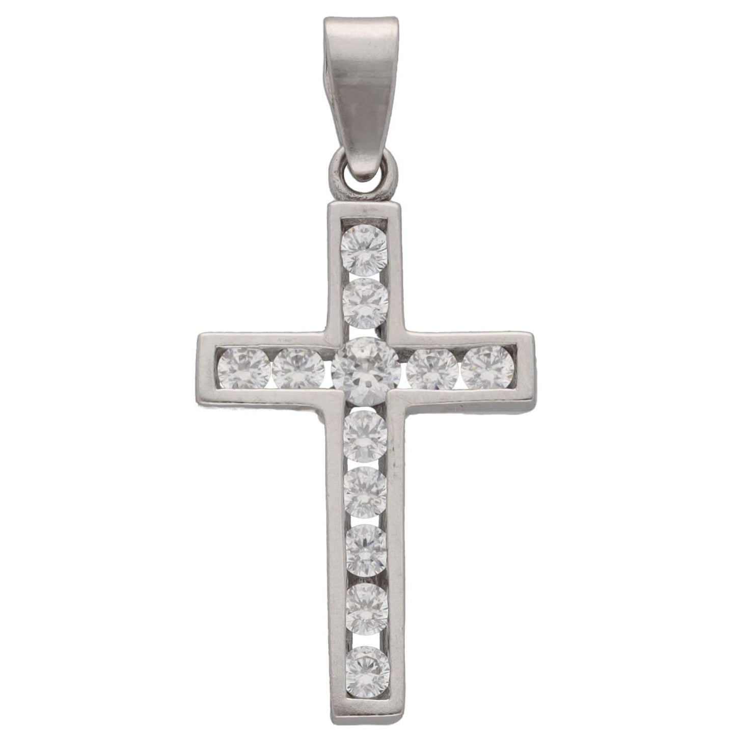 9ct White Gold Cubic Zirconia Cross Pendant