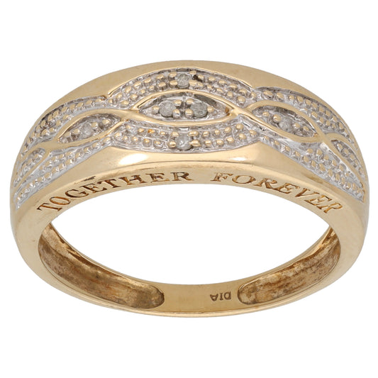 9ct Gold 0.03ct Diamond Dress/Cocktail Ring Size T