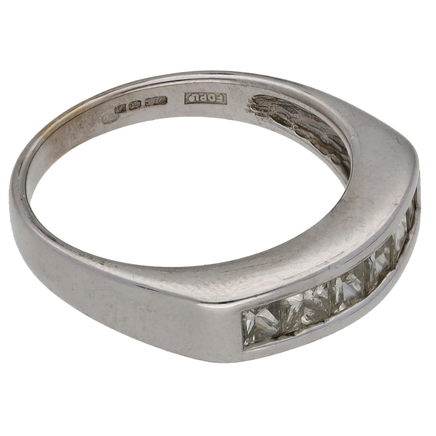18ct White Gold 0.60ct Diamond Half Eternity Ring Size M