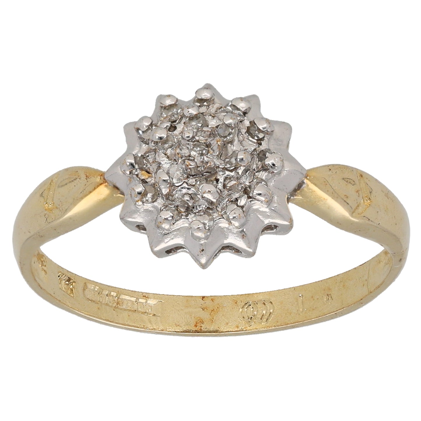 9ct Gold 0.09ct Diamond Cluster Ring Size P