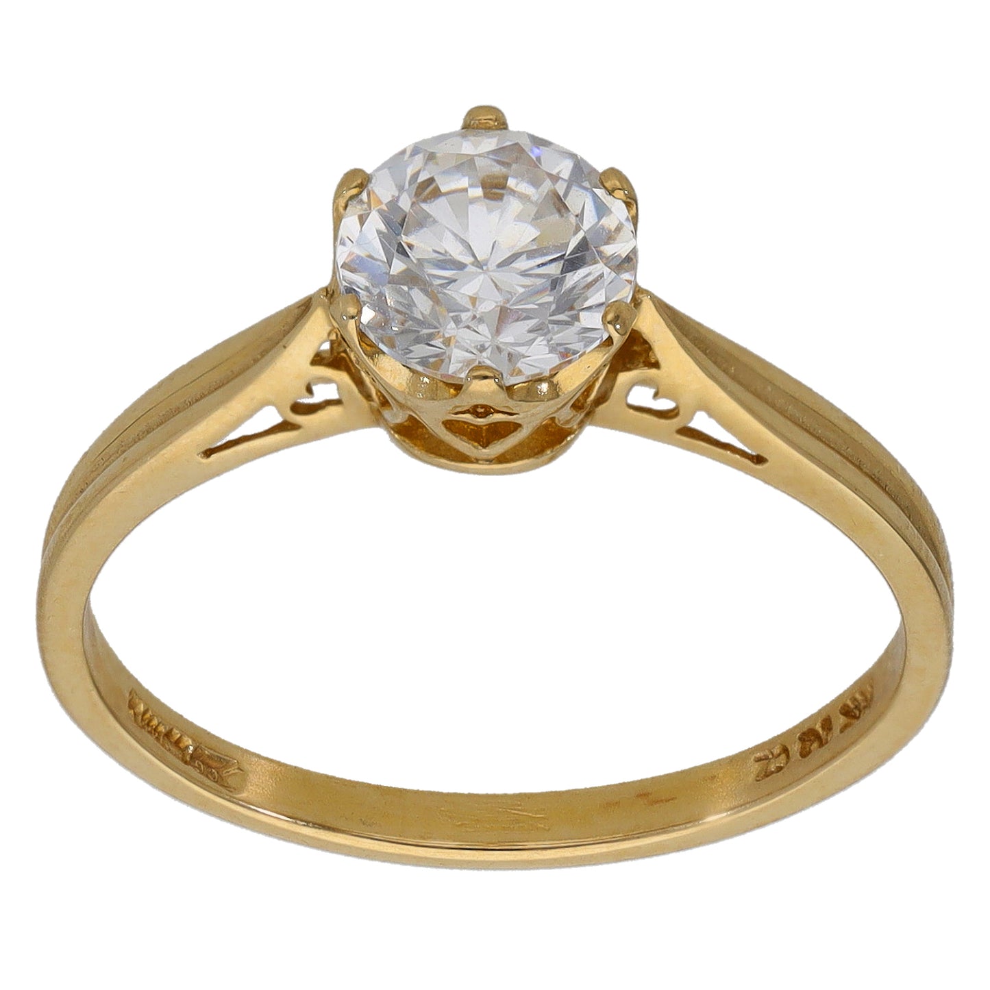 9ct Gold Cubic Zirconia Single Stone Ring Size P