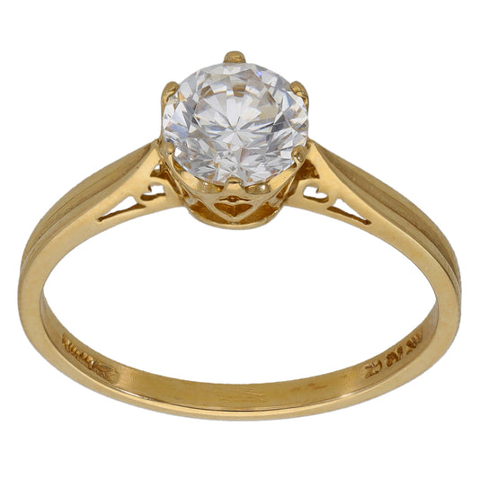 9ct Gold Cubic Zirconia Single Stone Ring Size P