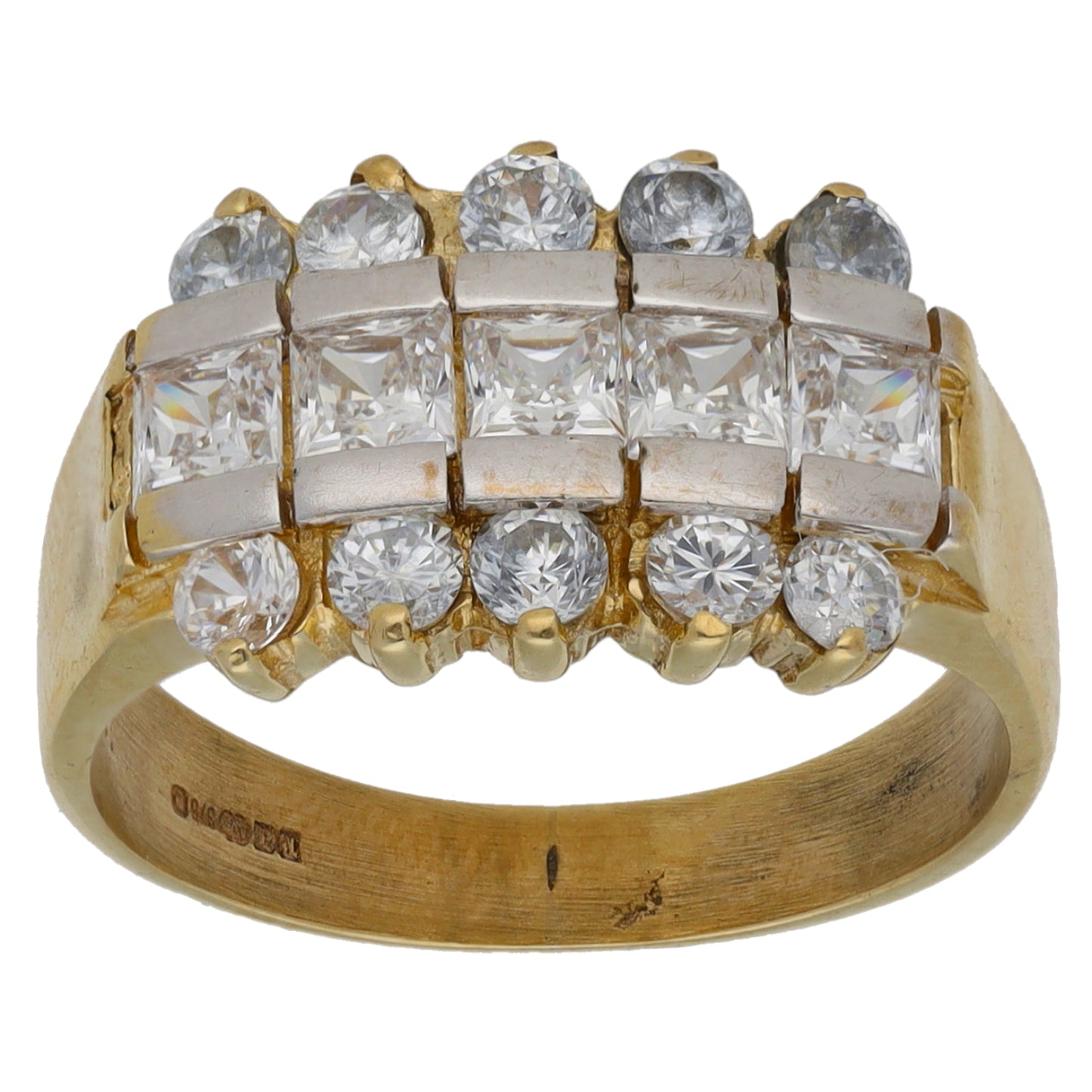 9ct Gold Cubic Zirconia Dress/Cocktail Ring Size N