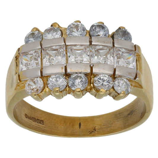 9ct Gold Cubic Zirconia Dress/Cocktail Ring Size N